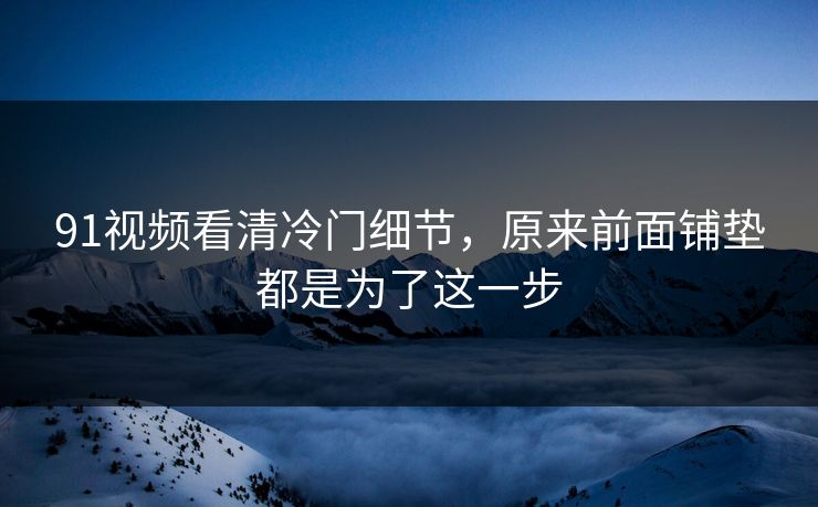 91视频看清冷门细节，原来前面铺垫都是为了这一步