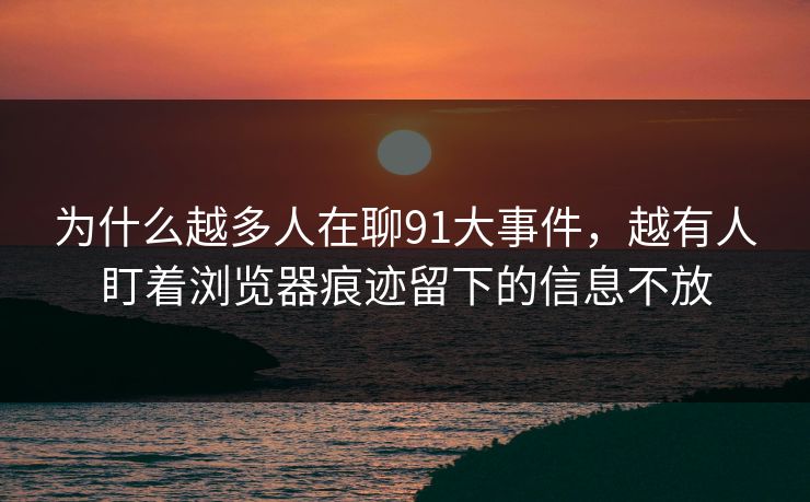 为什么越多人在聊91大事件，越有人盯着浏览器痕迹留下的信息不放