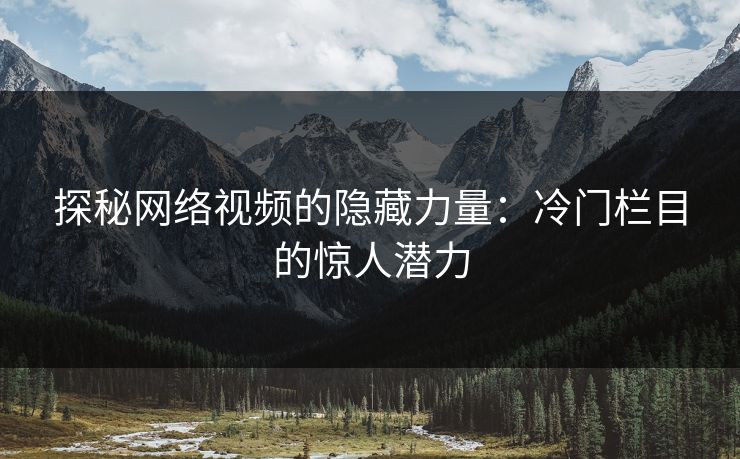 探秘网络视频的隐藏力量：冷门栏目的惊人潜力