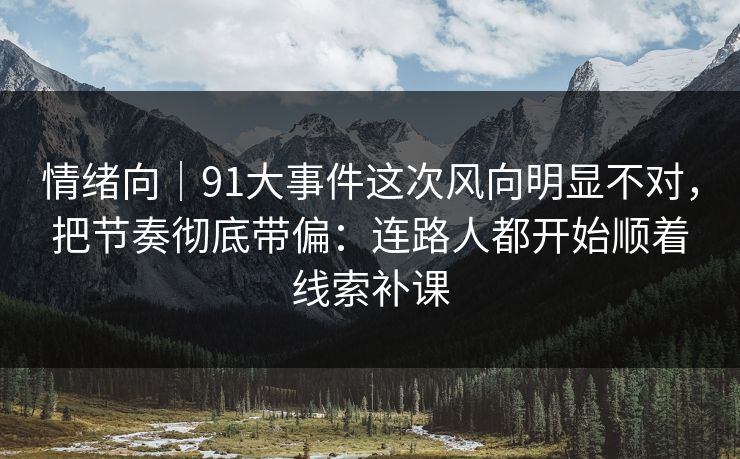 情绪向｜91大事件这次风向明显不对，把节奏彻底带偏：连路人都开始顺着线索补课