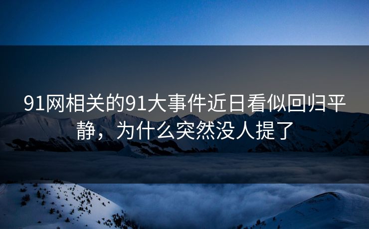 91网相关的91大事件近日看似回归平静，为什么突然没人提了