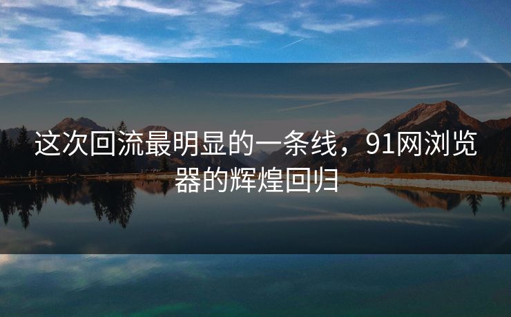 这次回流最明显的一条线,91网浏览器的辉煌回归 这次回流最明显的一条线,91网浏览器的辉煌回归