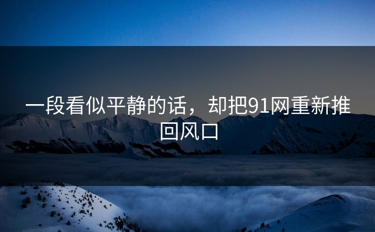 一段看似平静的话,却把91网重新推回风口 一段看似平静的话,却把91网重新推回风口