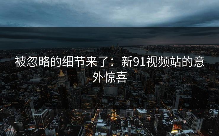 被忽略的细节来了：新91视频站的意外惊喜