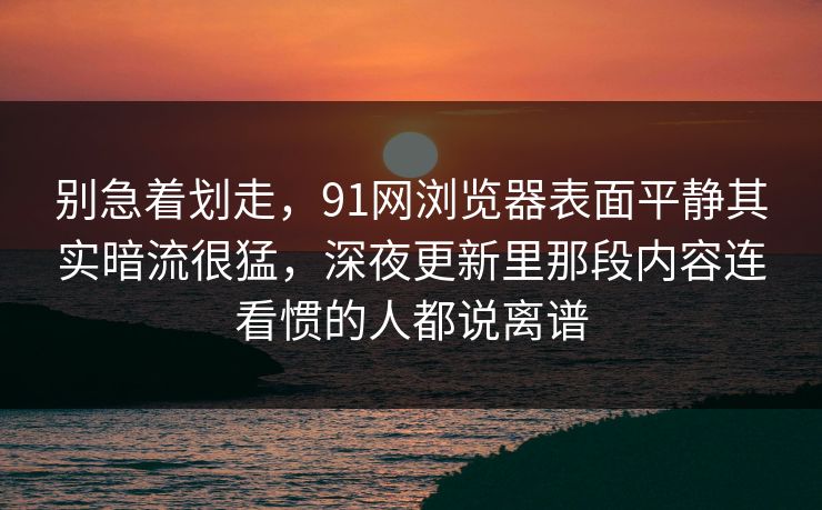 别急着划走，91网浏览器表面平静其实暗流很猛，深夜更新里那段内容连看惯的人都说离谱